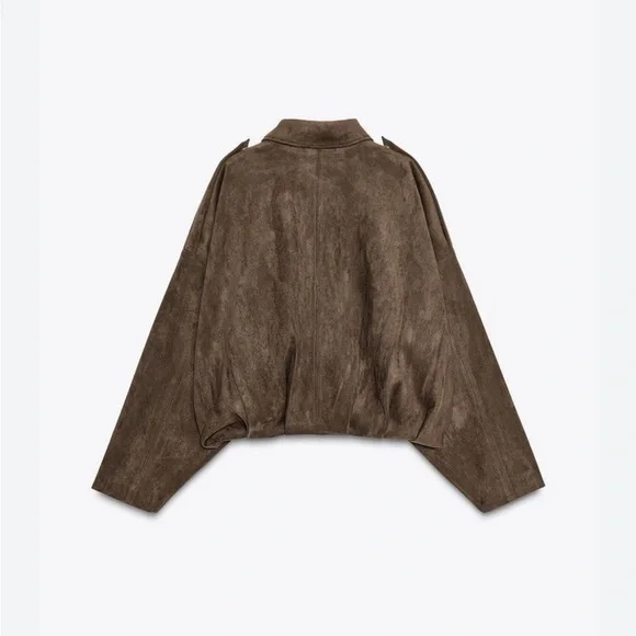 Zara NWT suede effect bomber jacket brown 4344/655 - Picture 3 of 8